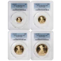 Set of 4 1995-W Gold Eagle PCGS PR70DCAM Obverse