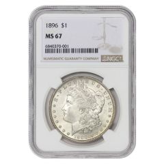 1896 $1 Silver Morgan NGC MS67 Obverse