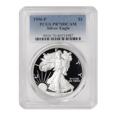 1996-P $1 Silver Eagle PCGS PR70DCAM Obverse
