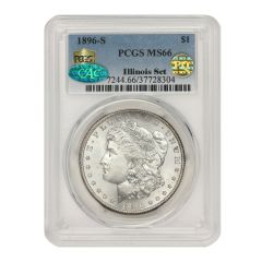 1896-S $1 Silver Morgan PCGS MS66 CAC PQ Illinois Set Obverse