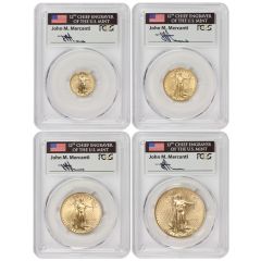 Set of 4 1997 Gold Eagle PCGS MS70 Mercanti Label