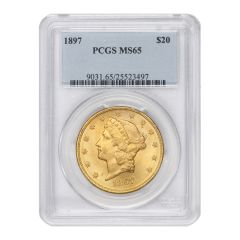 1897 $20 Gold Liberty PCGS MS65 Obverse