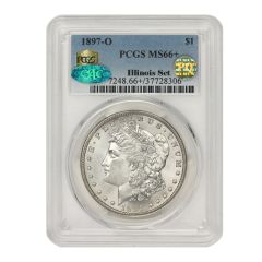 1897-O $1 Silver Morgan PCGS MS66+ PQ CAC Illinois Set Obverse