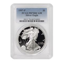 1997-P $1 Silver Eagle PCGS PR70DCAM Obverse
