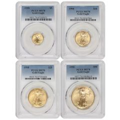 Set of 4 1998 Gold Eagles PCGS MS70