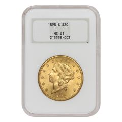 1898-S $20 Gold Liberty NGC MS61 OH