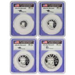 Set of 4 1998-W Platinum Eagles PCGS PR70DCAM Struck at WP Mercanti Label Blue Core