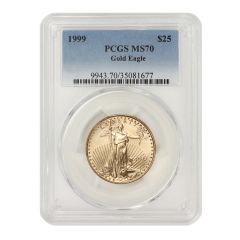 1999 $25 Gold Eagle PCGS MS70 Obverse