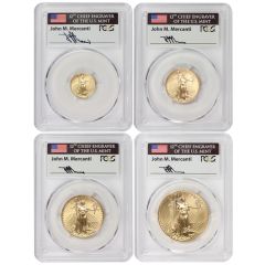 Set of 4 1999 Gold Eagle PCGS MS70 Mercanti Label