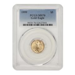 1999 $5 Gold Eagle PCGS MS70 Obverse
