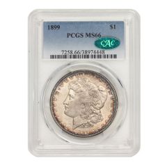 1899 $1 Silver Morgan PCGS MS66 CAC Obverse
