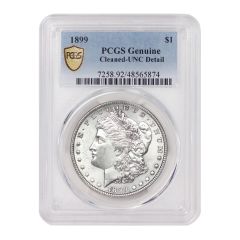 1899 $1 Silver Morgan PCGS Genuine Cleaned UNC Detail Obverse