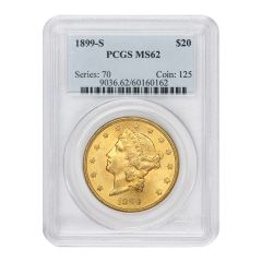 1899-S $20 Gold Liberty PCGS MS62