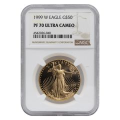 1999-W $50 Gold Eagle NGC PF70UCAM Obverse
