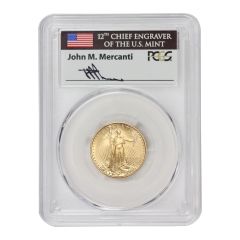 1999-W $10 Gold Eagle PCGS MS70 Unfinished PR Dies Mercanti Label