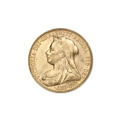 British Gold Sovereign Queen Victoria Veiled Head BU Obverse