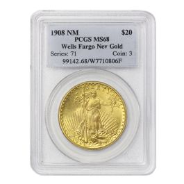 1908 $20 Saint Gaudens PCGS MS68 NM WF