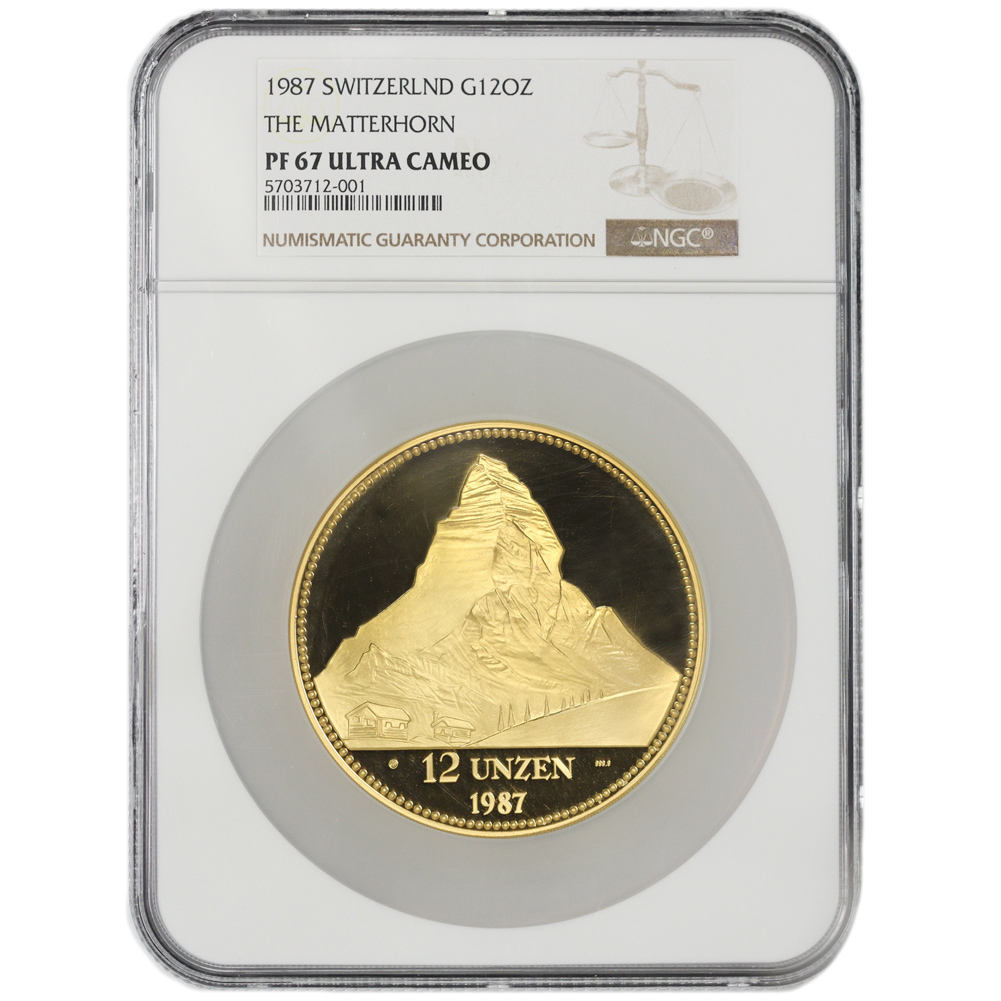 Swiss Gold 1987 12oz Helvetia NGC PF67UCAM PQ